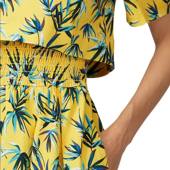 AUTUMN ADEIGBO Lottie Hourglass Dress Yellow Palm Print - Picture 2 of 5